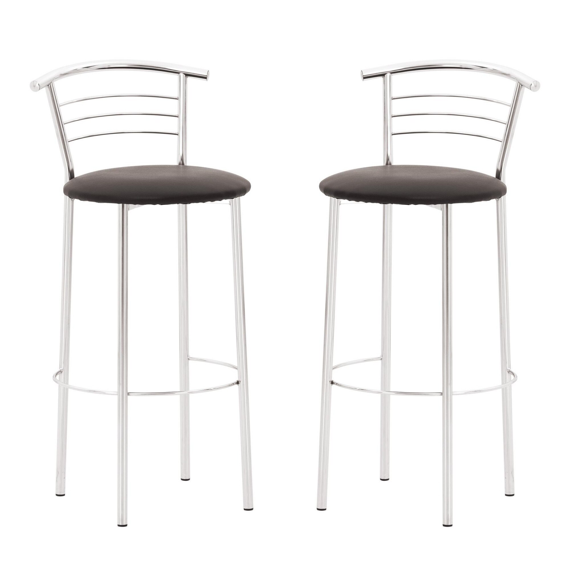 Set 2 scaune de bar Marco Hoker, cadru cromat, piele ecologica, negru