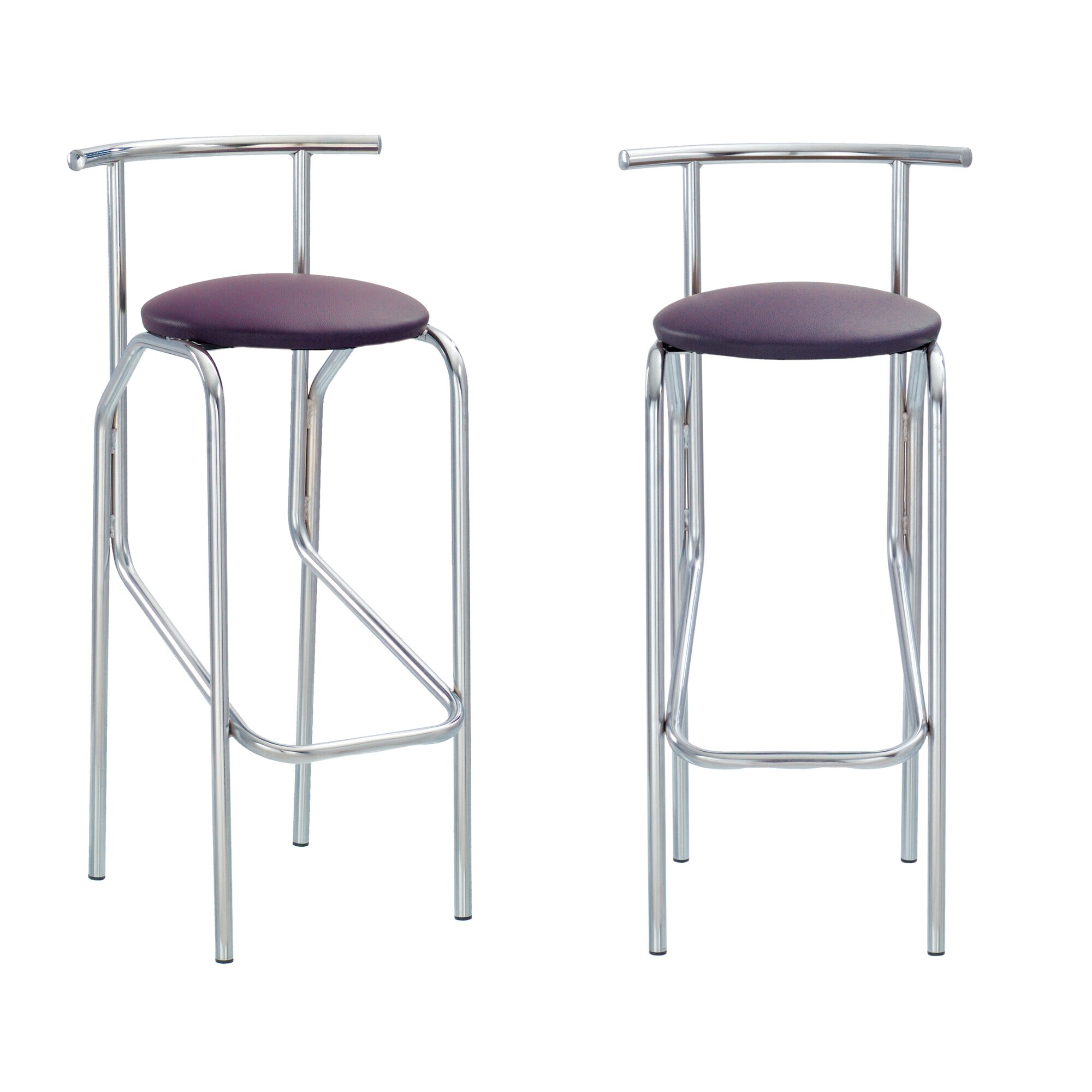 Set 2 scaune de bar Jola, cadru cromat, piele ecologica, mov