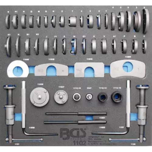 Trusa prese etrier pentru inlocuit placute de frana, 50 piese, BGS 1102