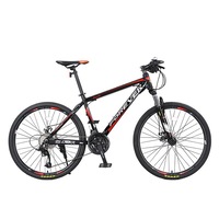 Bicicleta mountain bike, MTB Forever JSXF24T1B, cadru aluminiu, frane Disc fata/spate, roata 24", 27 viteze, 14 ani plus, negru cu rosu