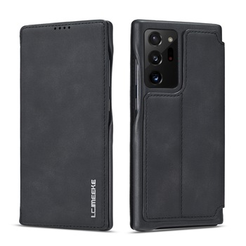 Husa Samsung Galaxy Note 20 Ultra, CaseMe, slim piele, stand, inchidere magnetica, textura fina, Negru