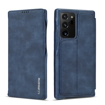 Husa Samsung Galaxy Note 20 Ultra, CaseMe, slim piele, stand, inchidere magnetica, textura fina, Albastru inchis