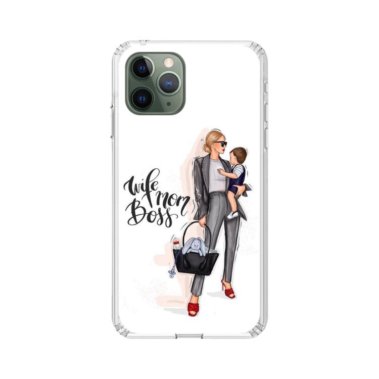 Husa silicon transparenta iPhone 11 Pro Wife mom boss