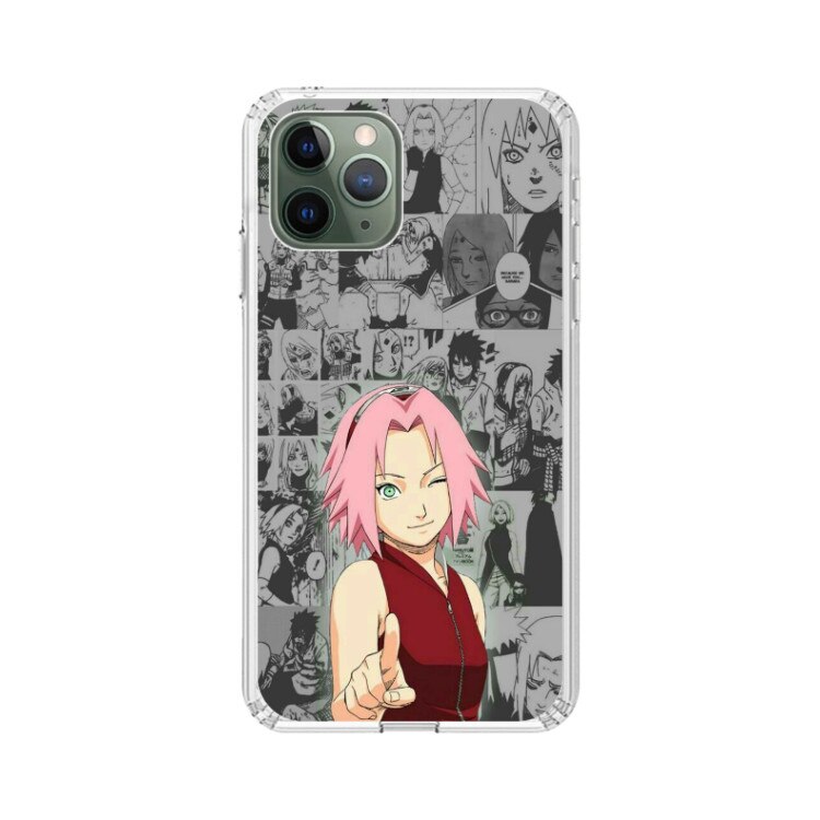 Husa silicon neagra iPhone 11 Pro Naruto Manga Sakura
