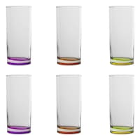 Set 6 Pahare Sticla, OffLimits, model cu Baza Colorata, 270 ml, Transparent