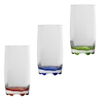 Set 3 Pahare Sticla, OffLimits, model cu Baza Colorata, 350 ml