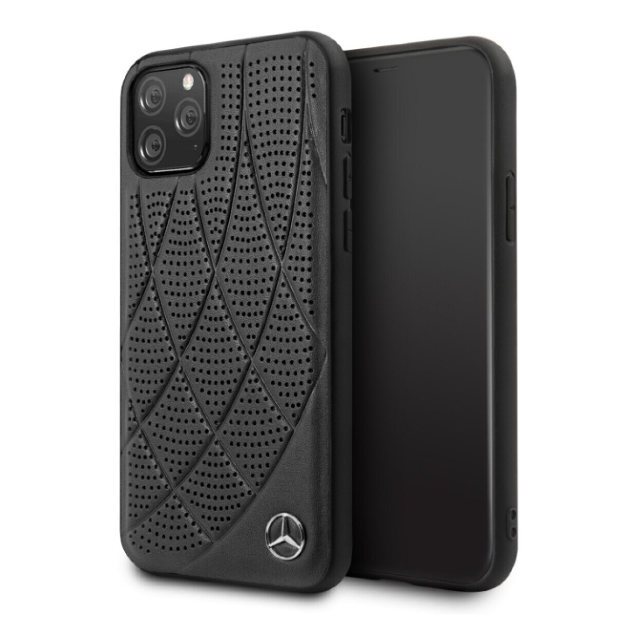 Husa Cover Mercedes Perforated Leather pentru iPhone 11 Pro, Negru
