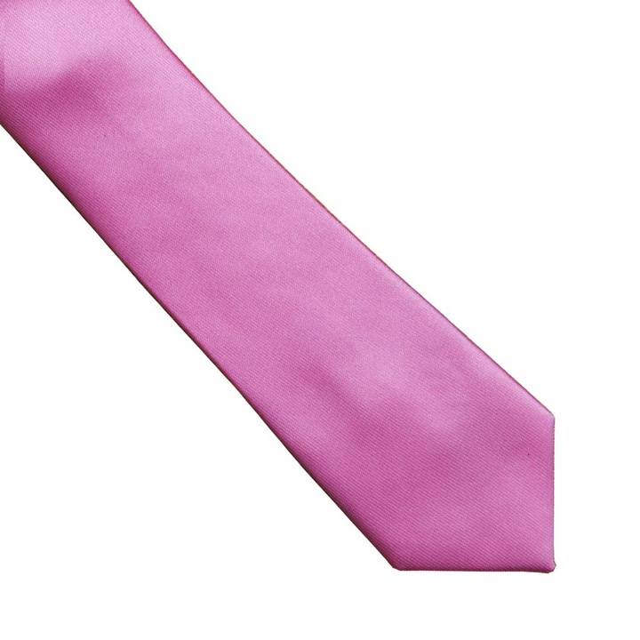 Cravata slim, Onore, roz, microfibra, 145 x 6 cm, model uni