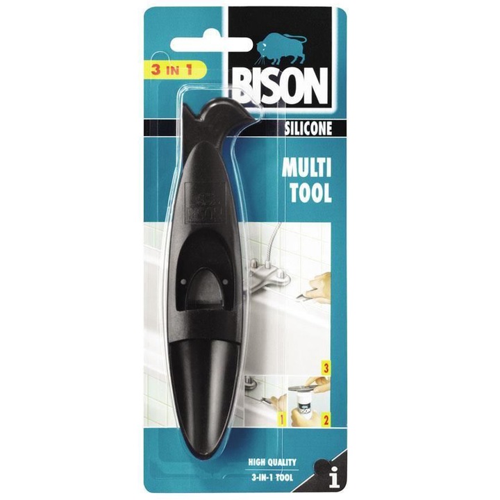 Spatula multifunctionala pentru silicon Bison 3in1, decupare cartus silicon, prelucrare si inlaturare etanseizant