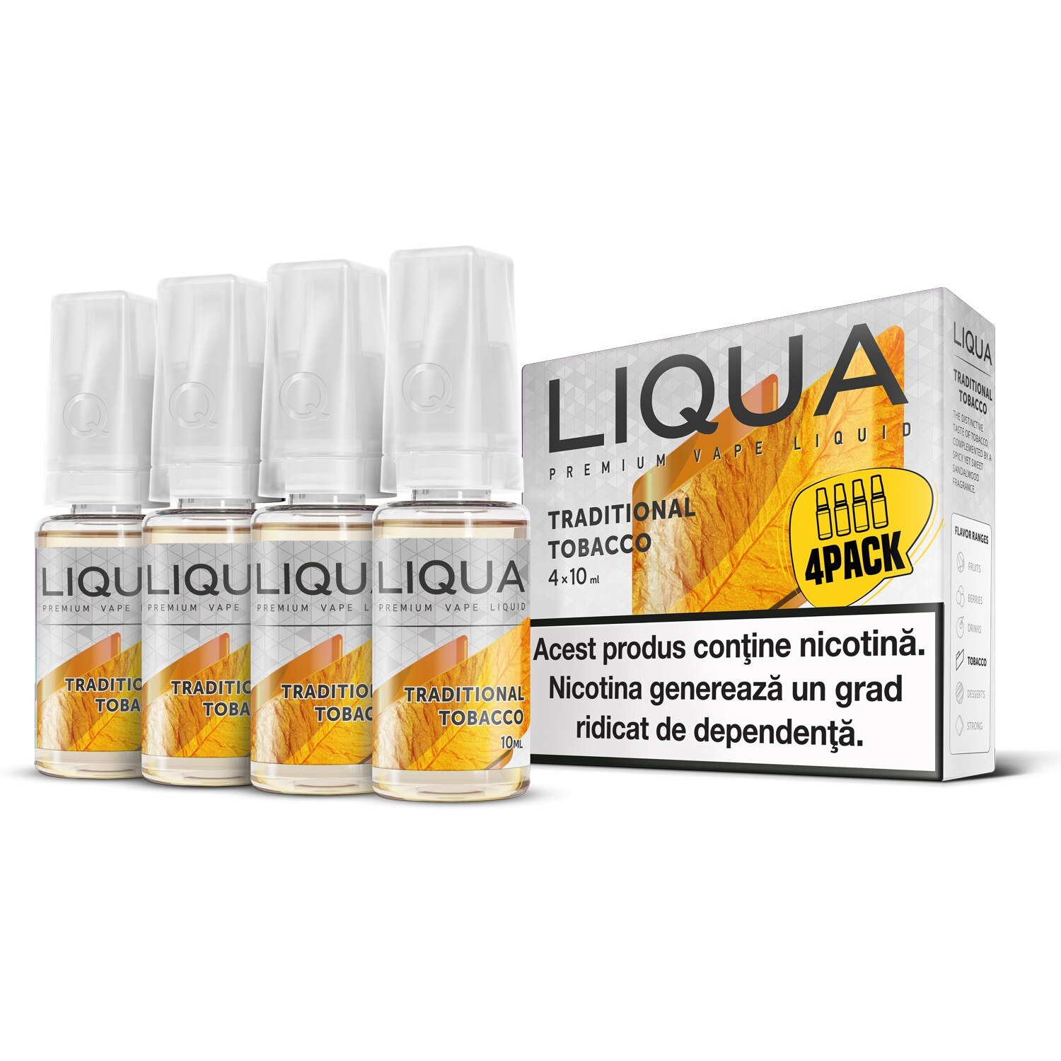 Set 4 x Liqua 10 ml Traditional Tobacco 12 mg nicotina