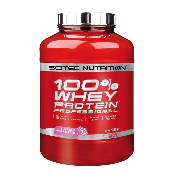 Scitec 100% Whey Protein Professional Capsuni Cu Ciocolata Alba 2.350 Kg