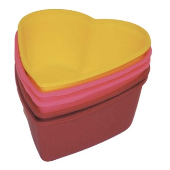 Set 6 buc forme din silicon pentru briose -inimioara, Mys Silicone, 7 cm, 7 cm, 3 cm, Multicolor Set 6 buc forme din silicon pentru briose -inimioara, Mys Silicone, 7 cm, 7 cm, 3 cm, Multicolor