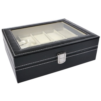 Cutie caseta 10 ceasuri, Quasar & Co., bijuterii, piele ecologica, negru, 25 x 20 x 8 cm Cutie caseta 10 ceasuri, Quasar & Co., bijuterii, piele ecologica, negru, 25 x 20 x 8 cm