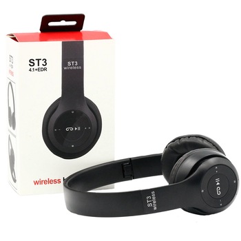 Casti bluetooth ST3, bass puternic, microfon incorporat, Negru Casti bluetooth ST3, bass puternic, microfon incorporat, Negru