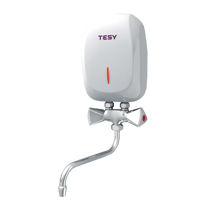 Incalzitor de apa cu gura flexibila Rosberg R57100CW, Cu display, Pana la 60C, Pentru blat, Alb