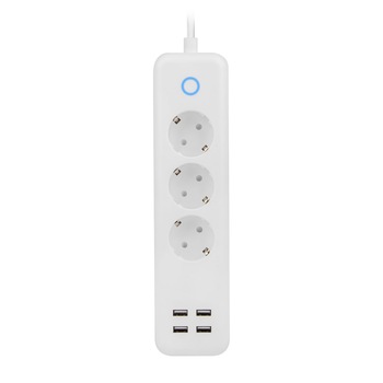 Cablu prelungitor de alimentare inteligenta, Lanberg Smart Home WiFi, 3 prize schuko 10 A, 4 x USB 2.1 A, 2300W, cablu 1.5 m, alb Cablu prelungitor de alimentare inteligenta, Lanberg Smart Home WiFi, 3 prize schuko 10 A, 4 x USB 2.1 A, 2300W, cablu 1.5 m, alb
