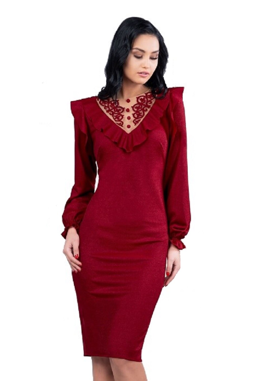 Rochie, Perdona, scurta, Rosu, Bej/Rosu