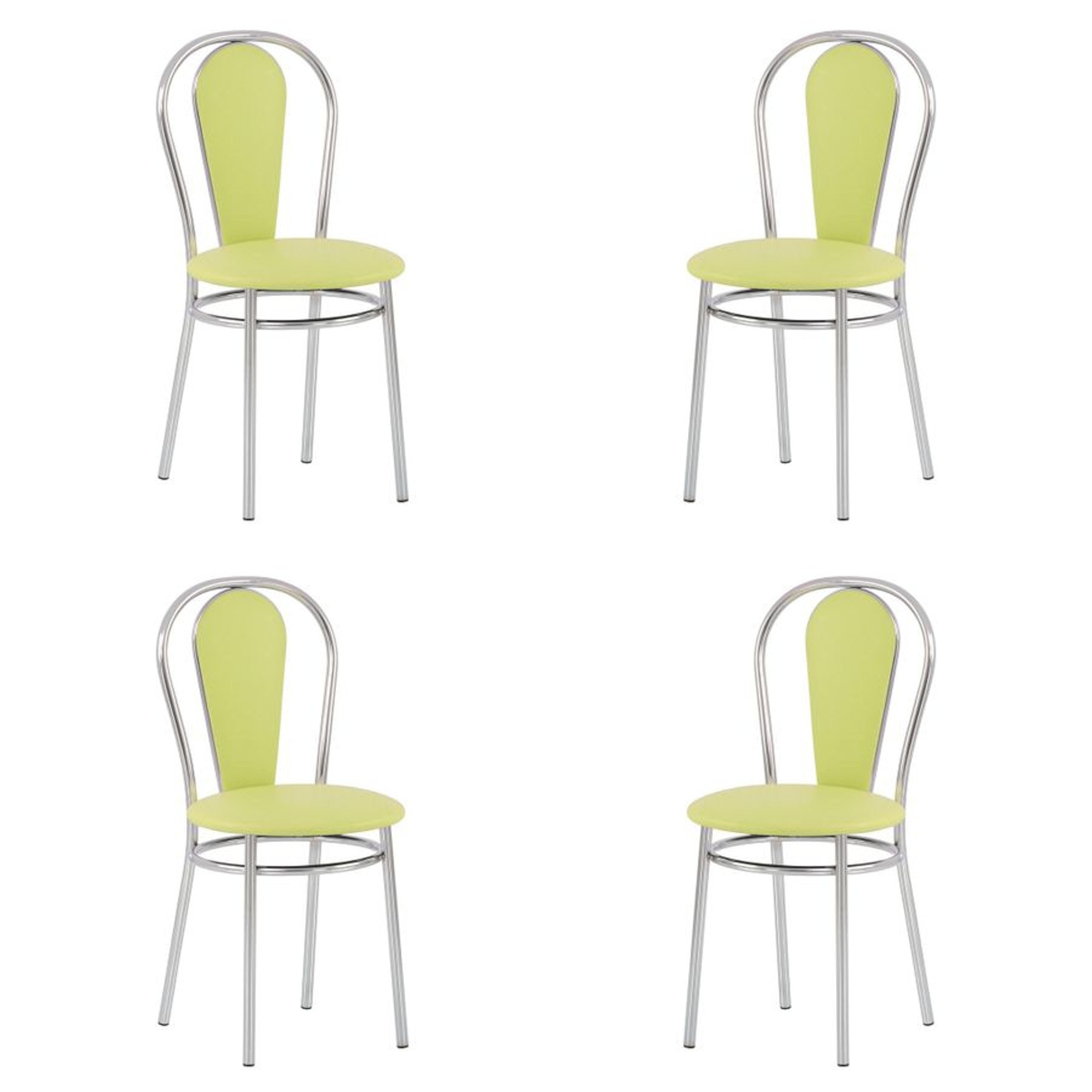 Set 4 scaune dining Florino, cadru cromat, piele ecologica, verde oliv