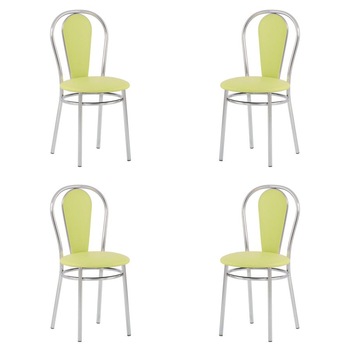 Set 4 scaune dining Florino, cadru cromat, piele ecologica, verde oliv Set 4 scaune dining Florino, cadru cromat, piele ecologica, verde oliv