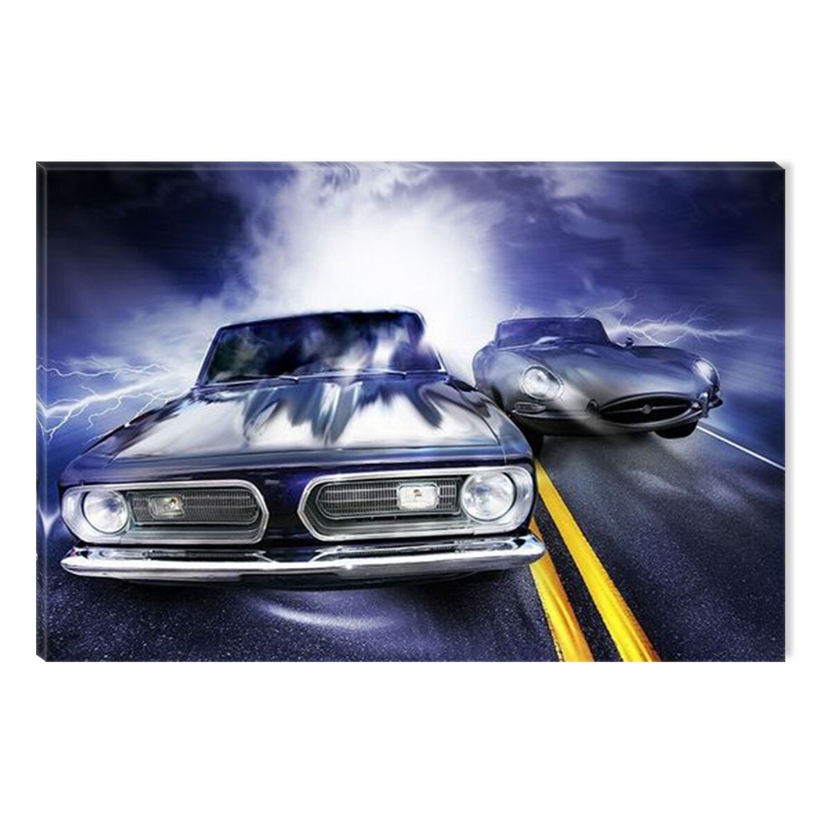 Tablou DualView Startonight Intrecere de masini, luminos in intuneric, 80 x 120 cm