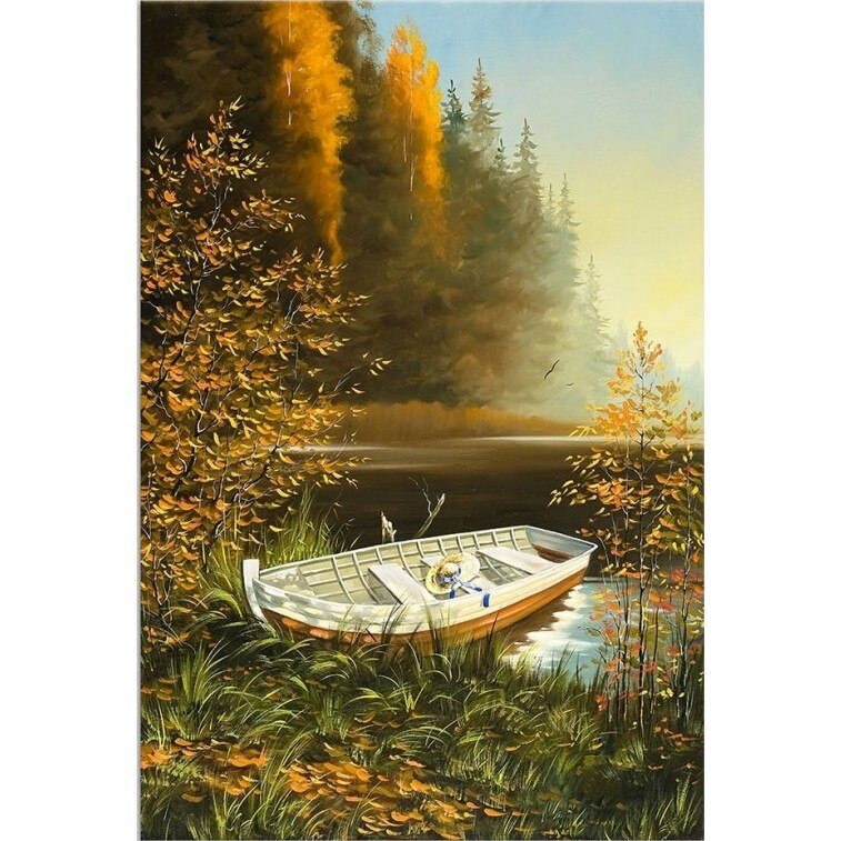 Tablou DualView Startonight Barca pe lac, luminos in intuneric, 80 x 120 cm