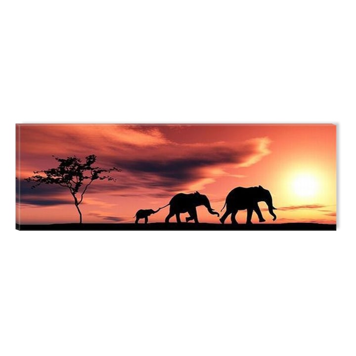Картина DualView Startonight Семейство слонове, светеща в тъмното, 40 x 120 см