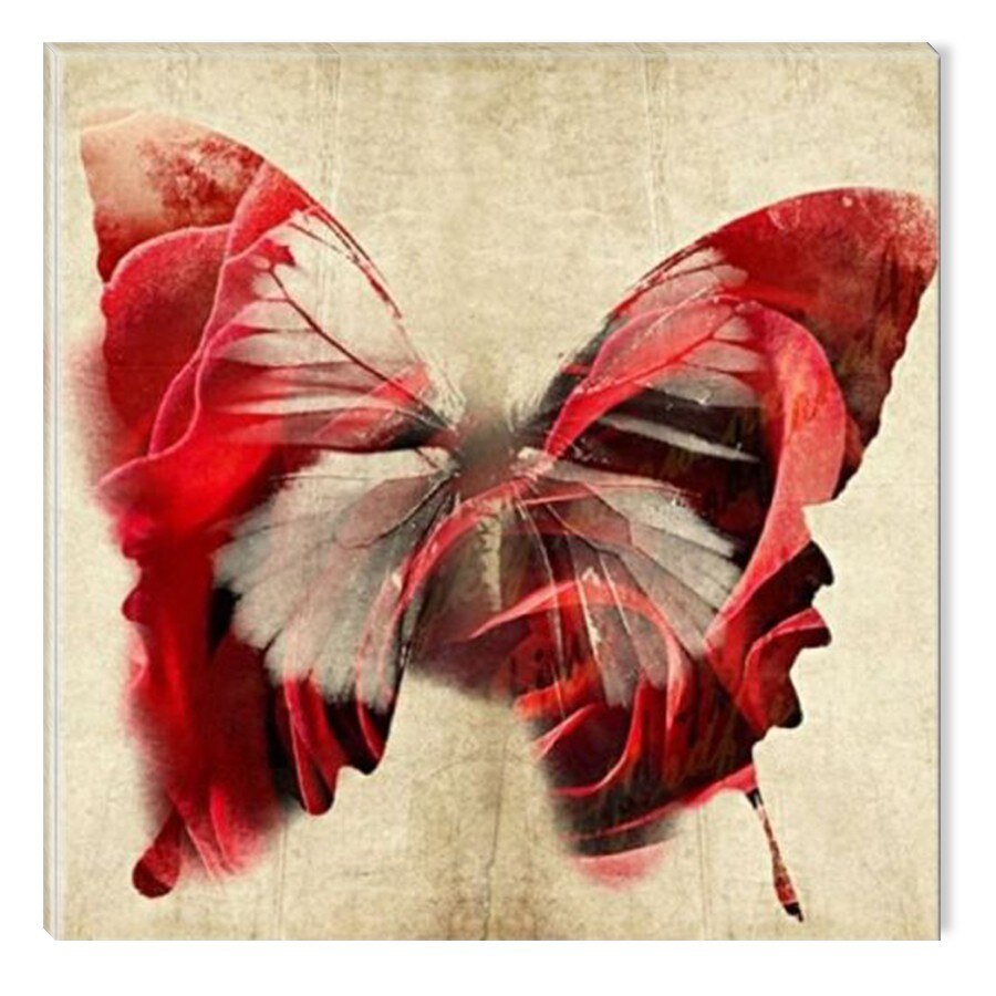 Tablou DualView Startonight Fluture rosu, luminos in intuneric, 80 x 80 cm