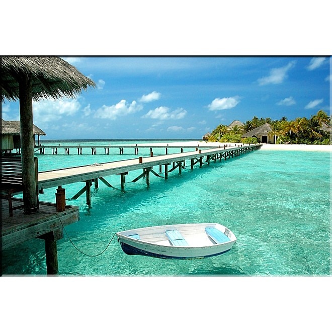 Tablou DualView Startonight Barca pe ape limpezi, luminos in intuneric, 80 x 120 cm