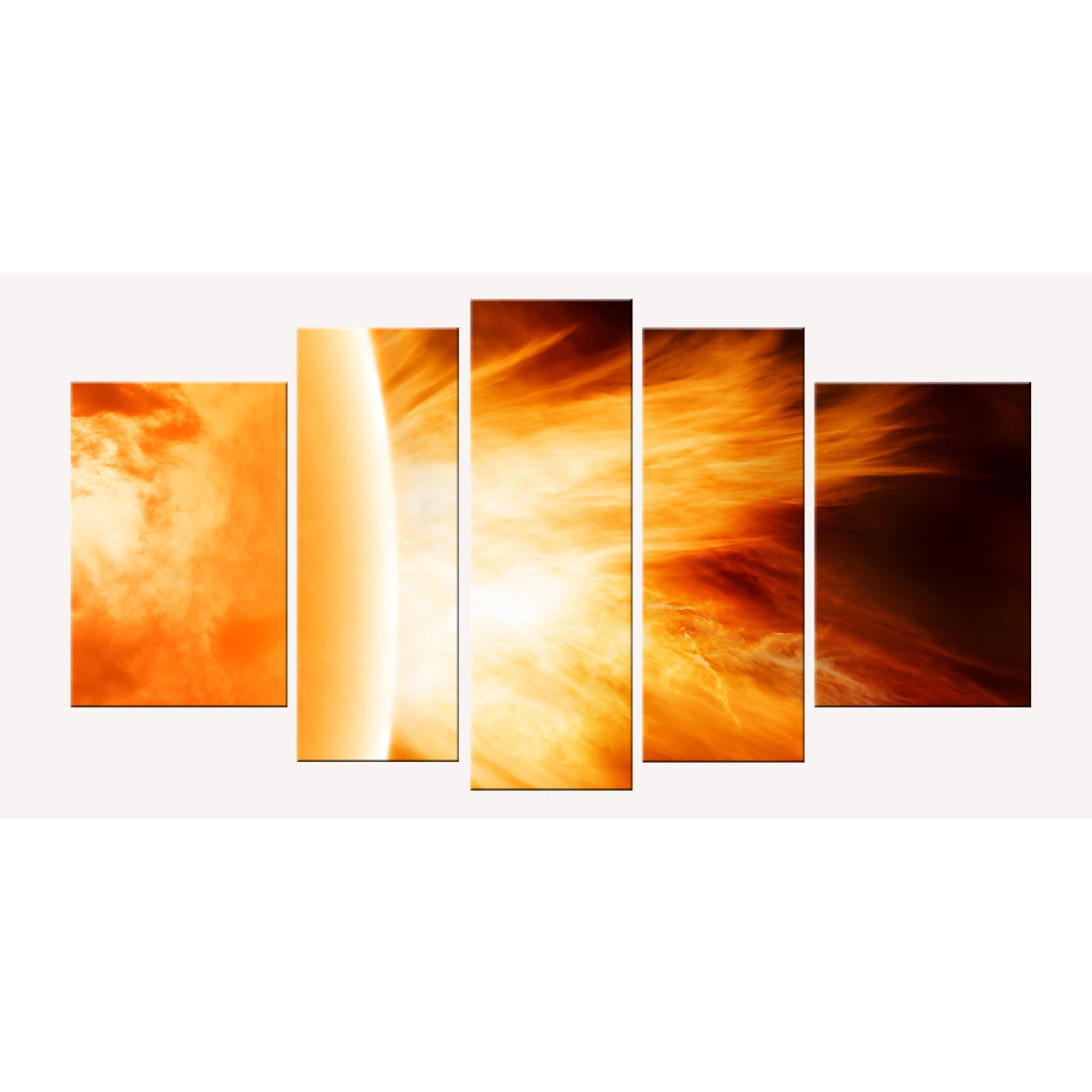 Set Tablou DualView Startonight Soare, 5 piese, luminos in intuneric, 90 x 180 cm (1 piesa 30 x 90 cm, 2 piese 30 x 80 cm, 2 piese 40 x 60 cm)