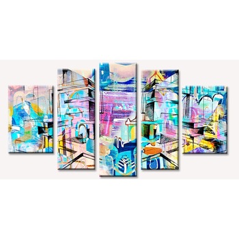 Set Tablou DualView Startonight Abstract coloral, 5 piese, luminos in intuneric, 90 x 180 cm (1 piesa 30 x 90 cm, 2 piese 30 x 80 cm, 2 piese 40 x 60 cm) Set Tablou DualView Startonight Abstract coloral, 5 piese, luminos in intuneric, 90 x 180 cm (1 piesa 30 x 90 cm, 2 piese 30 x 80 cm, 2 piese 40 x 60 cm)