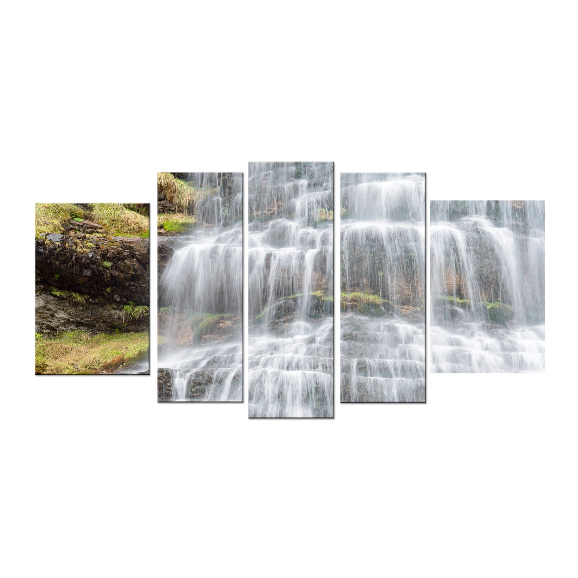 Set Tablou DualView Startonight Cascada, 5 piese, luminos in intuneric, 90 x 180 cm (1 piesa 30 x 90 cm, 2 piese 30 x 80 cm, 2 piese 40 x 60 cm)