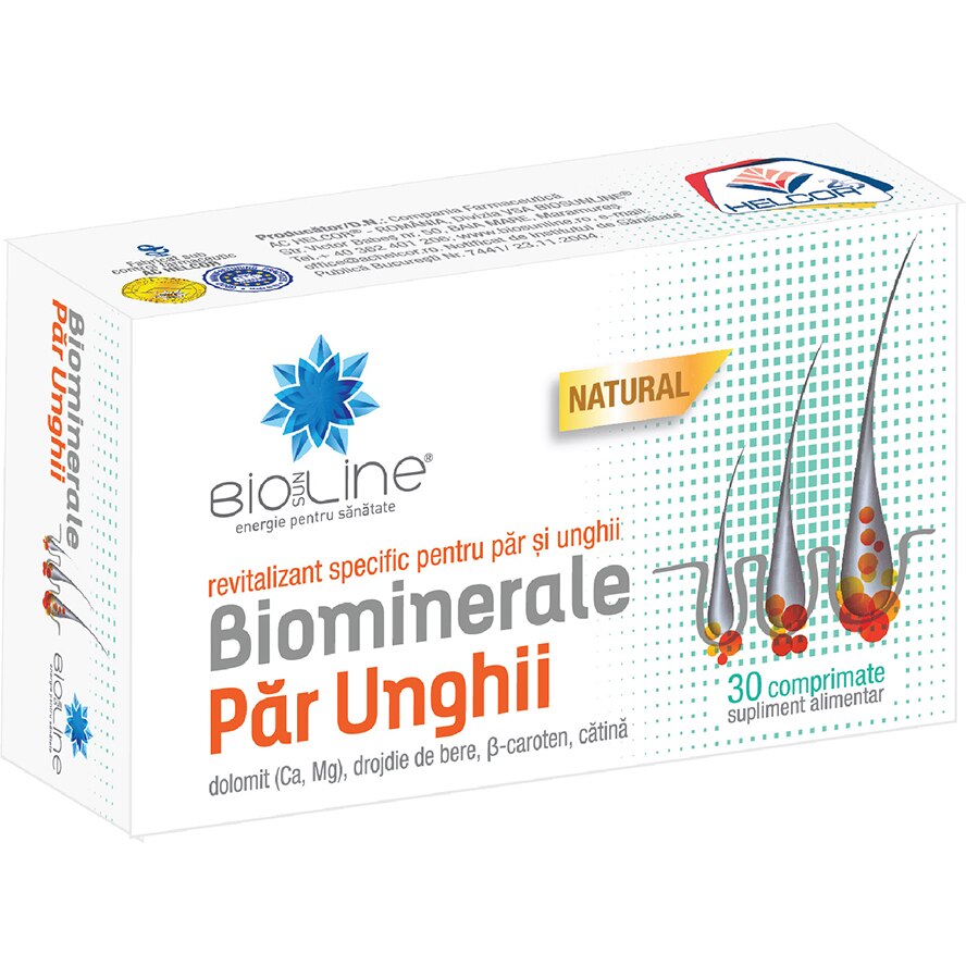 Supliment alimentar Biominerale par unghii, BioSunLine, 30 tablete