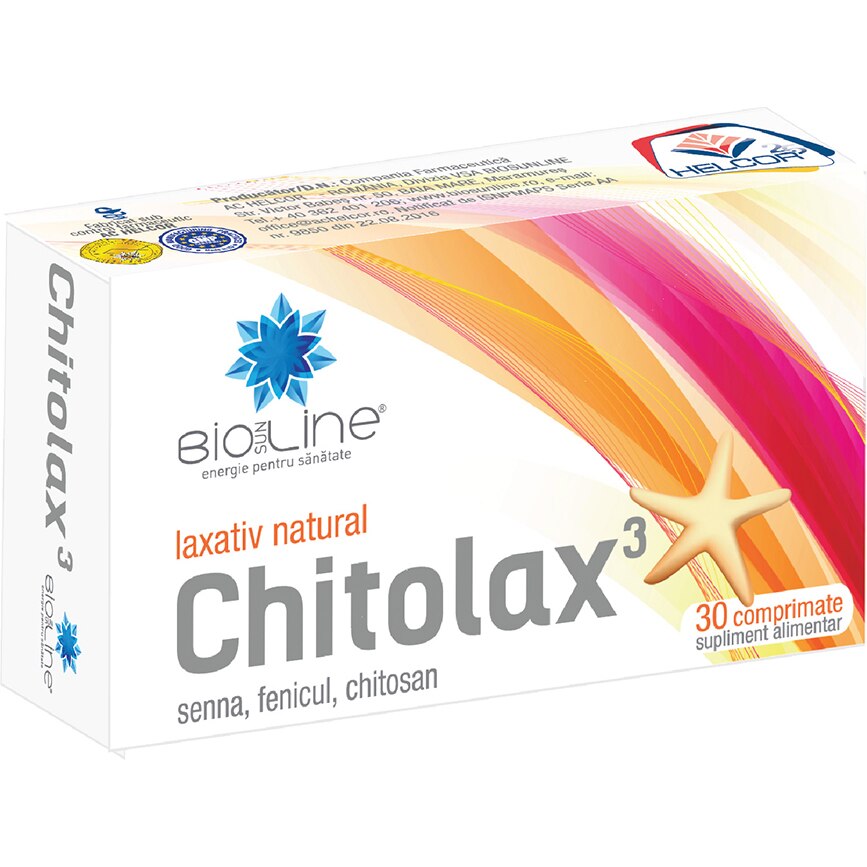 Supliment alimentar Chitolax laxativ natural din plante, BioSunLine, 30 comprimate