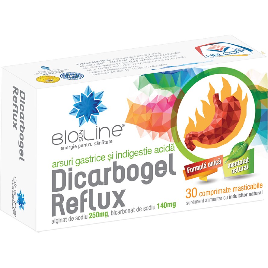Supliment alimentar Dicarbogel Reflux, BioSunLine, 30 comprimate