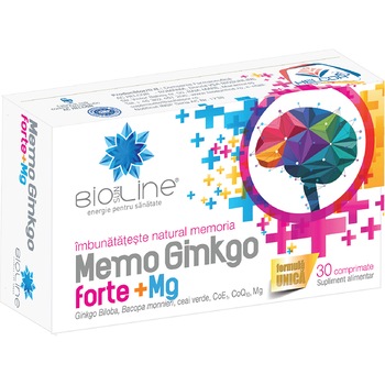 Supliment alimentar Memo Ginkgo Forte, BioSunLine, 30 comprimate Supliment alimentar Memo Ginkgo Forte, BioSunLine, 30 comprimate