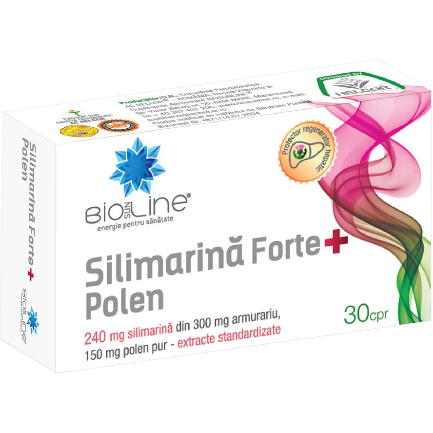 Supliment alimentar Silimarină Forte + Polen, BioSunLine, 30 tablete