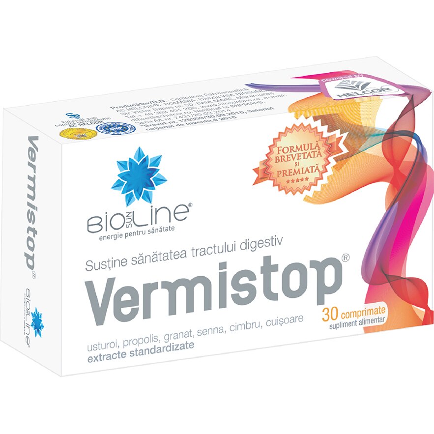 Supliment alimentar Vermistop, BioSunLine, 30 comprimate