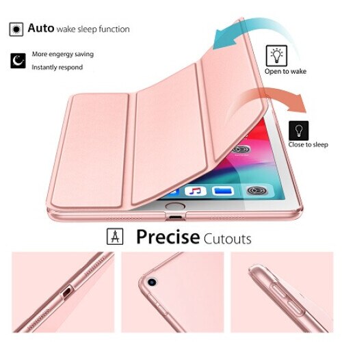 Husa Smart Cover compatibila cu Ipad 7-8-9, 2019-2020-2021,10.2inch, Rose Gold- TELGORBCS®