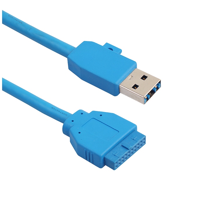 Удължителен кабел за дънна платка 20 Pin към USB 3.0 мъжки, 50 см, син, BBL1726