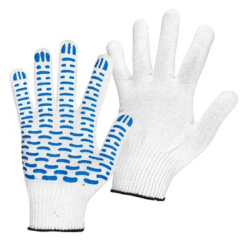 Manusi de bumbac, acoperire din PVC, culoare alba, gradul 10, marime universala Manusi de bumbac, acoperire din PVC, culoare alba, gradul 10, marime universala