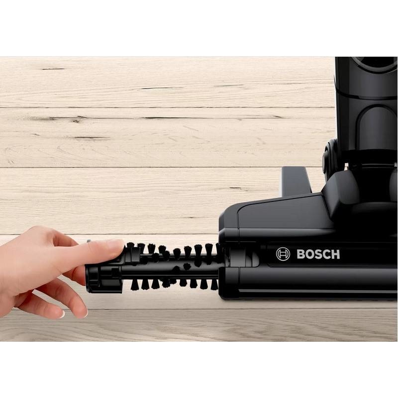 Aspirator vertical Bosch Readyy`y BBHF220, 0.4 L, 18 V, 2 trepte de putere, Acumulator Li-Ion, Filtru lavabil, Perie EasyClean, Autonomie 40 min, 43 kWh/an, Negru