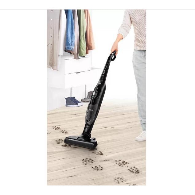 Aspirator vertical Bosch Readyy`y BBHF220, 0.4 L, 18 V, 2 trepte de putere, Acumulator Li-Ion, Filtru lavabil, Perie EasyClean, Autonomie 40 min, 43 kWh/an, Negru