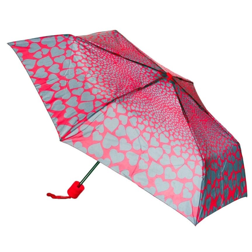 Umbrela Zola®, pentru fete, rosie cu inimioare gri