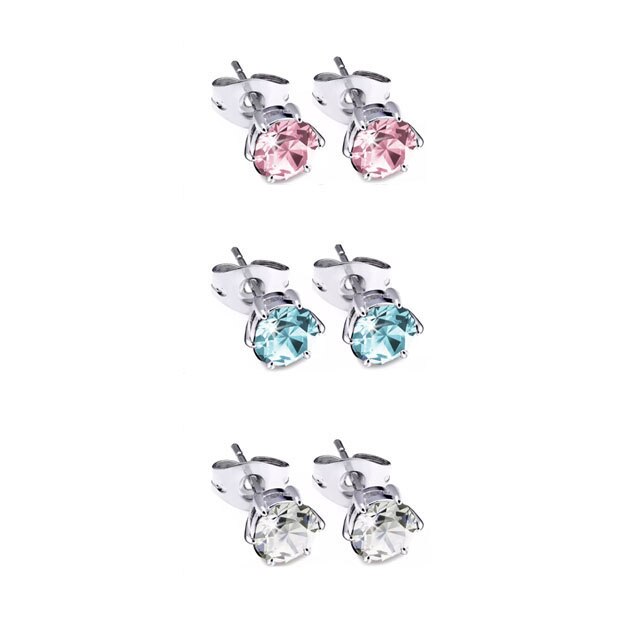 Set 3 perechi cercei dama The Gemseller, multicolor, cu cristale