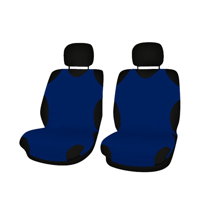 Калъфи за предни седалки, тип тениска, 2 броя, Син