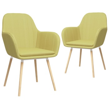 Set 2 scaune de bucatarie, vidaXL, Textil/Lemn de fag, 56 x 59 x 85 cm, Verde