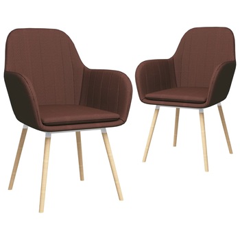 Set 2 scaune de bucatarie, vidaXL, Textil/Lemn de fag, 56 x 59 x 85 cm, Maro deschis