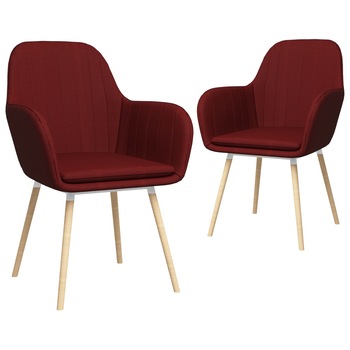 Set 2 scaune de bucatarie, vidaXL, Textil/Lemn de fag, 56 x 59 x 85 cm, Grena