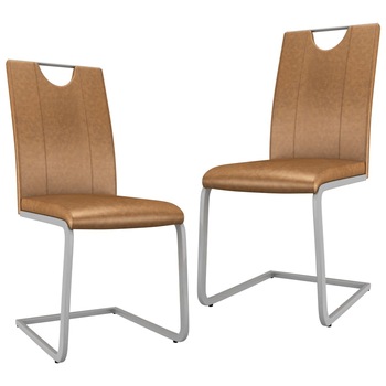 Set 2 scaune de bucatarie vidaXL, Piele artificiala/Metal, 40 x 58,5 x 97 cm, Maro Set 2 scaune de bucatarie vidaXL, Piele artificiala/Metal, 40 x 58,5 x 97 cm, Maro