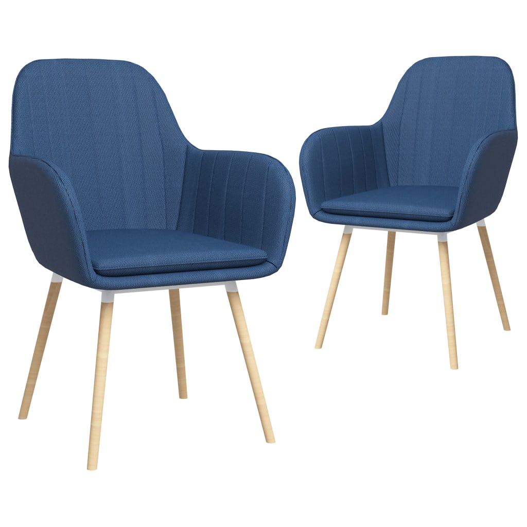Set 2 scaune de bucatarie, vidaXL, Textil/Lemn de fag, 56 x 59 x 85 cm, Albastru
